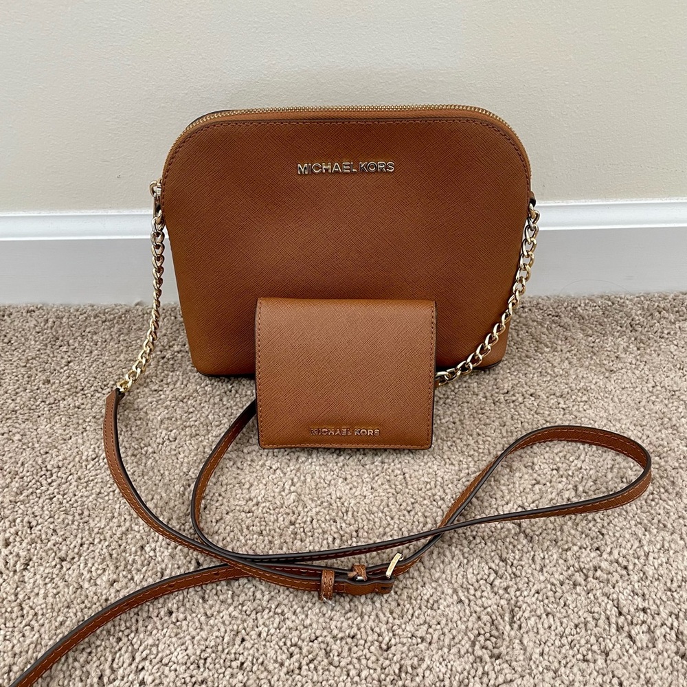 Michael Kors Cognac crossbody and matching wallet